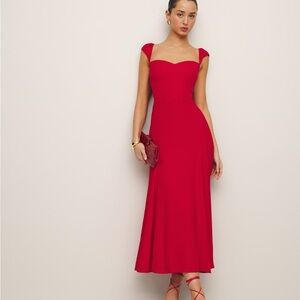 Reformation Petites Bryson Dress Red